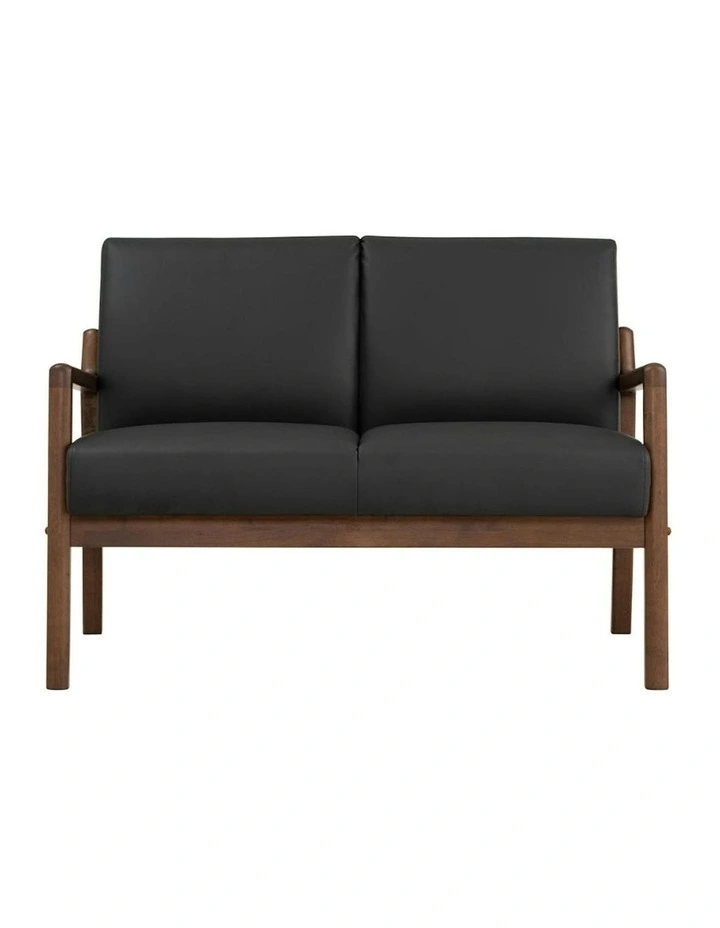 MENDO 2 Seater Lounge Seater - Black & Walnut image 3
