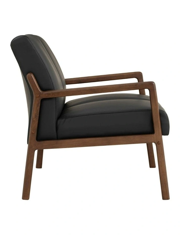MENDO 2 Seater Lounge Seater - Black & Walnut image 4