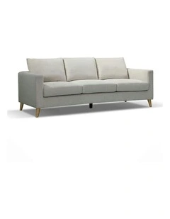 DELLAN 3 Seater Sofa - Light Cream with Natural Oak legs