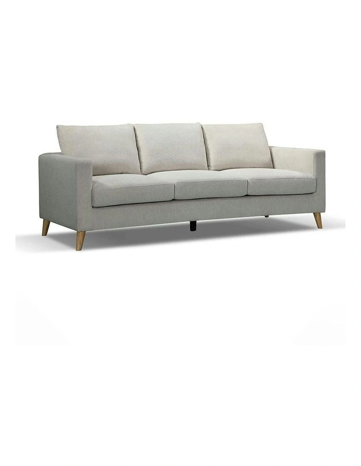 DELLAN 3 Seater Sofa - Light Cream with Natural Oak legs image 1