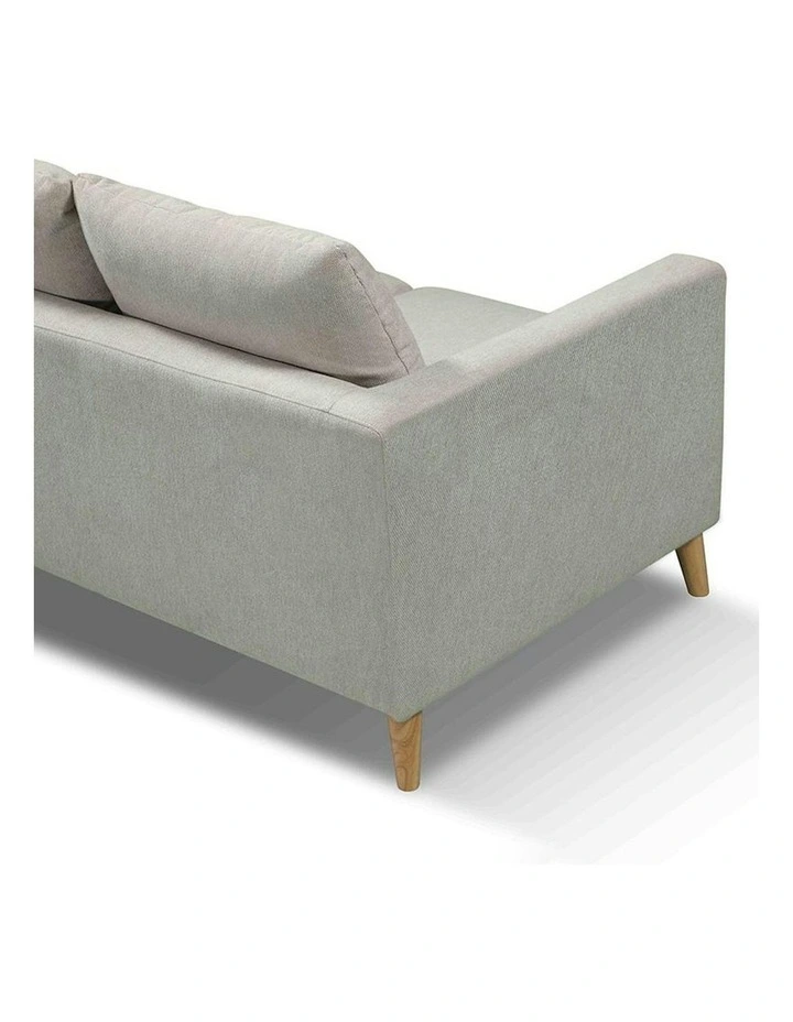 DELLAN 3 Seater Sofa - Light Cream with Natural Oak legs image 5