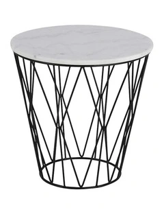 DARBY Side Table Marble 50cm - White