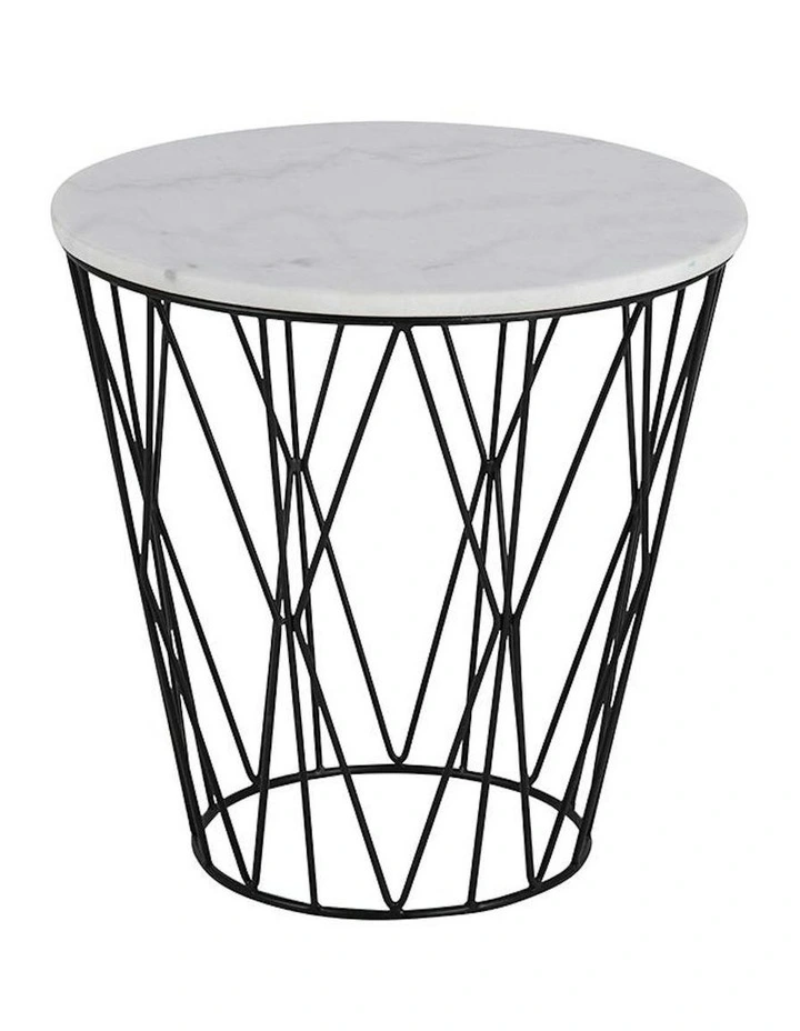 DARBY Side Table Marble 50cm - White image 1