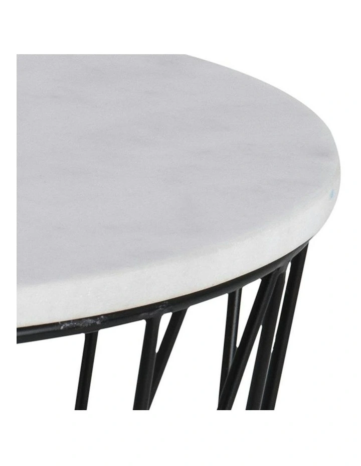 DARBY Side Table Marble 50cm - White image 2