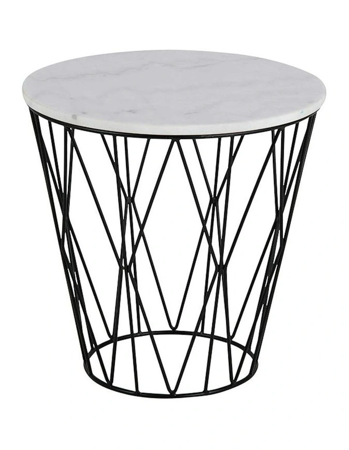 DARBY Side Table Marble 50cm - White image 5