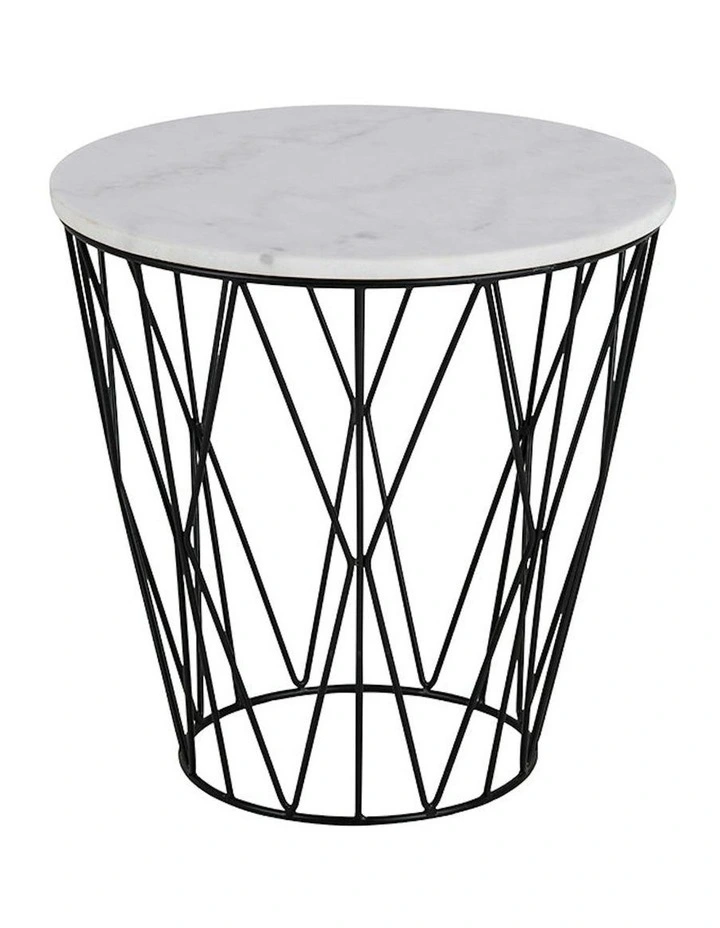 DARBY Side Table Marble 50cm - White image 7