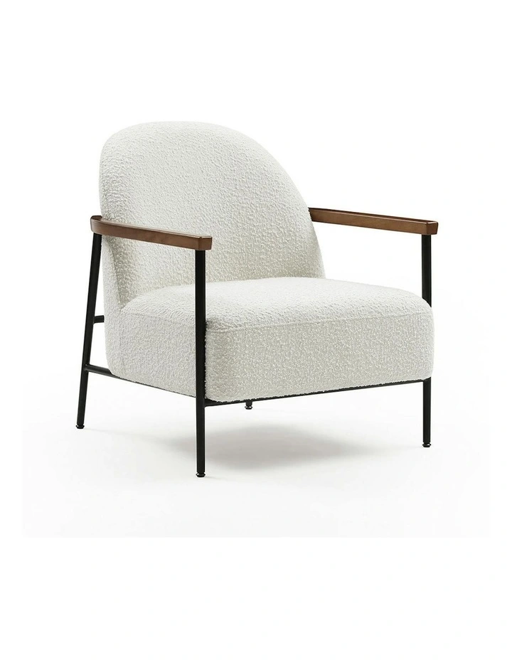 KAZAN Lounge Chair - Off White, Walnut & Black image 1