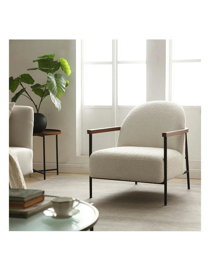 KAZAN Lounge Chair - Off White, Walnut & Black image 2
