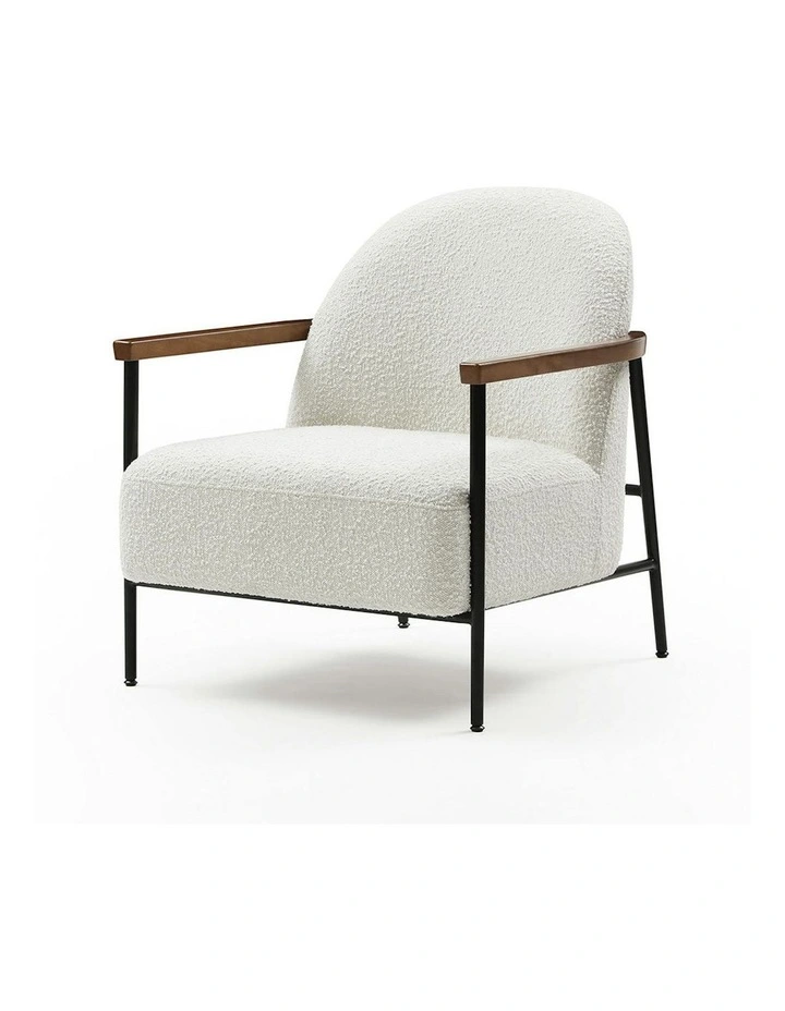 KAZAN Lounge Chair - Off White, Walnut & Black image 4