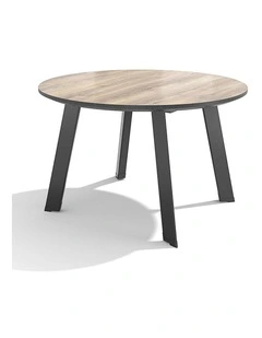 MARCO Round Boardroom/ Dining Table 1.2M - Warm Oak & Black