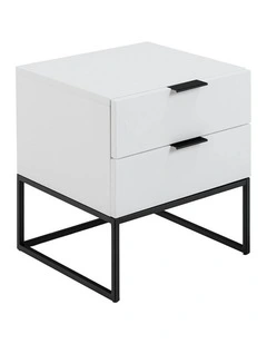 SVANA Bedside Table 40cm - White & Black