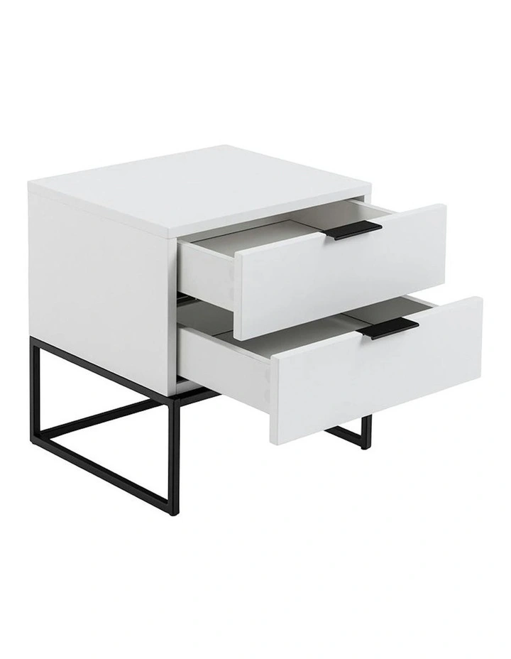 SVANA Bedside Table 40cm - White & Black image 7