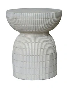 ROCCO Indoor & Outdoor Side Table Stool 44cm - White Concrete