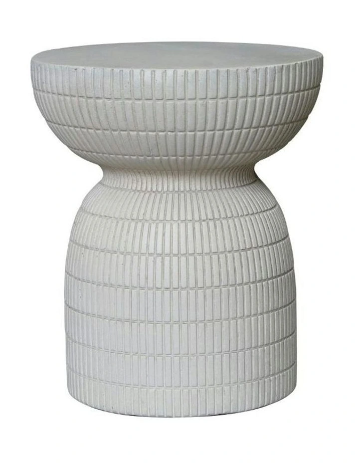 ROCCO Indoor & Outdoor Side Table Stool 44cm - White Concrete image 1