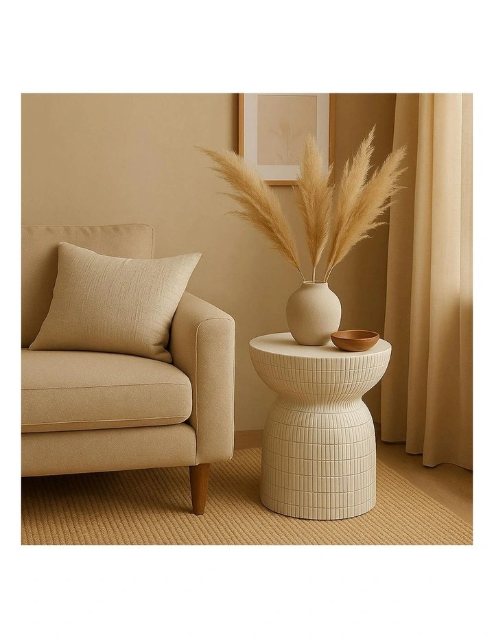 ROCCO Indoor & Outdoor Side Table Stool 44cm - White Concrete image 2