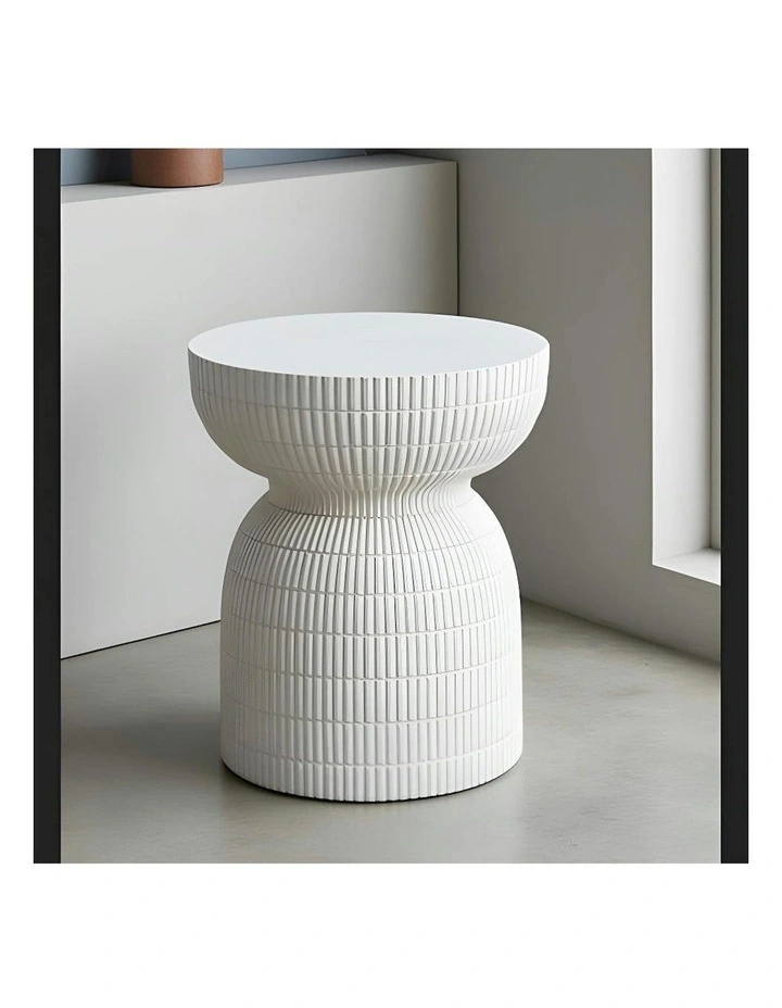 ROCCO Indoor & Outdoor Side Table Stool 44cm - White Concrete image 4