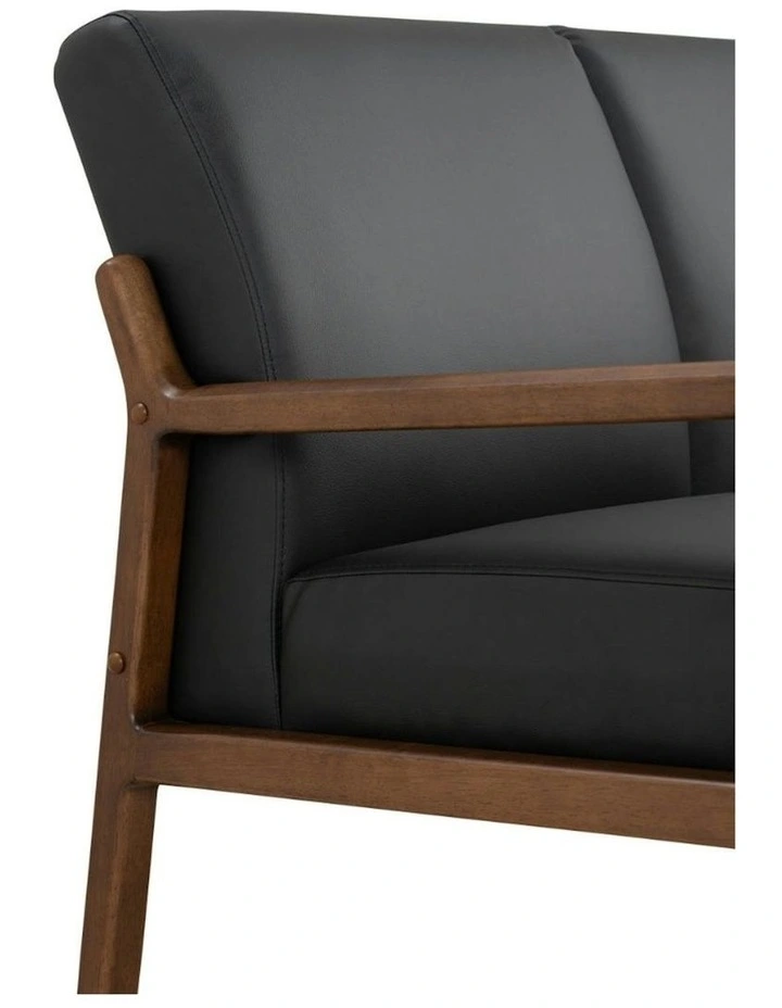MENDO 3 Seater Lounge Sofa - Black & Walnut image 4