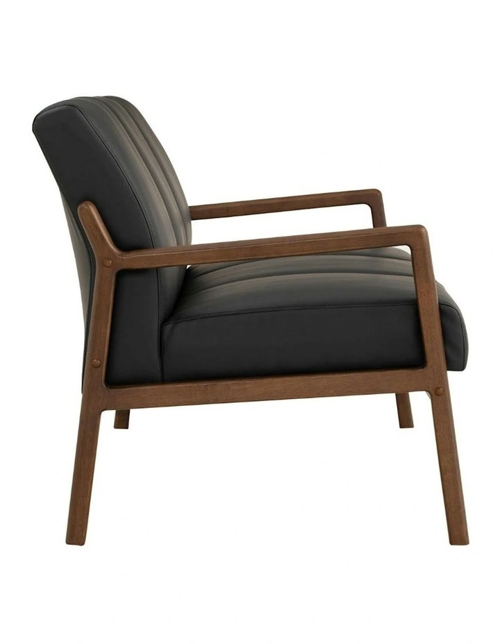 MENDO 3 Seater Lounge Sofa - Black & Walnut image 6