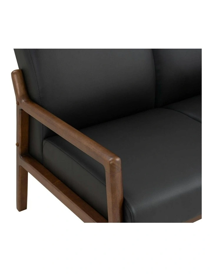MENDO 3 Seater Lounge Sofa - Black & Walnut image 7