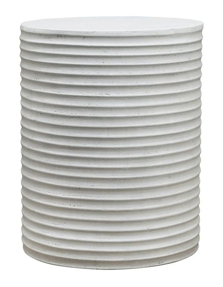 ROCCO Indoor & Outdoor Side Table Stool 35cm - White Concrete image 1