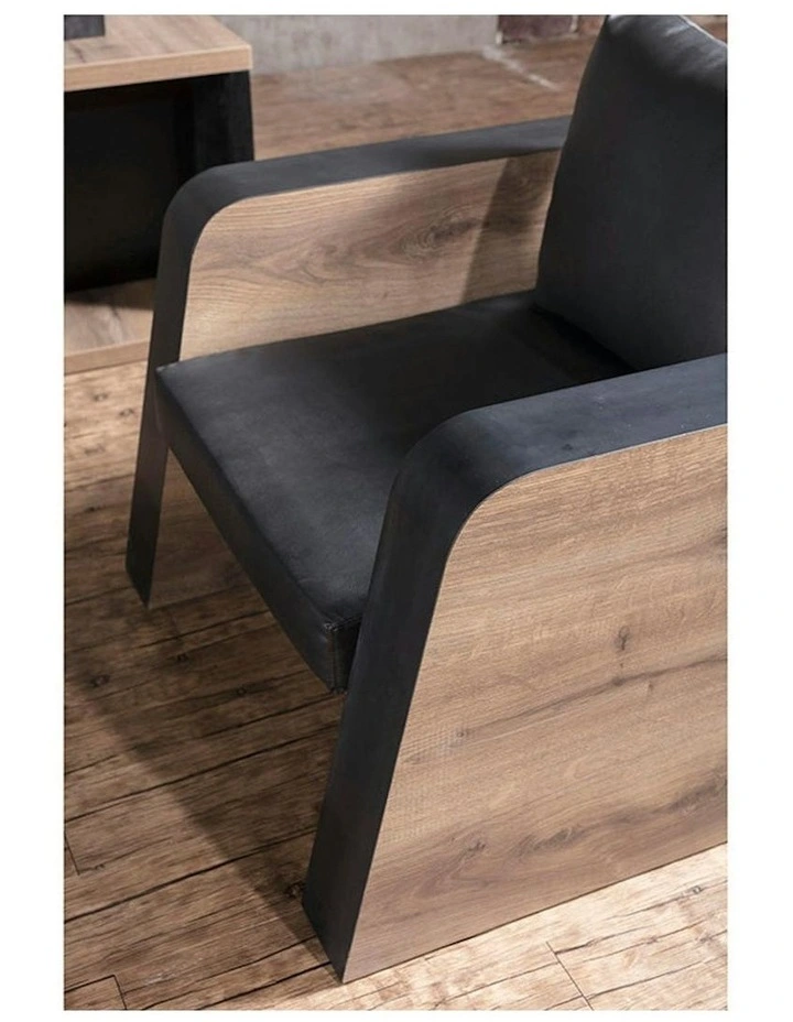 FRANCO Single Seater Sofa - Warm Oak & Black image 4