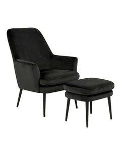 KENDRA Lounge Chair with Footstool - Grey Brown