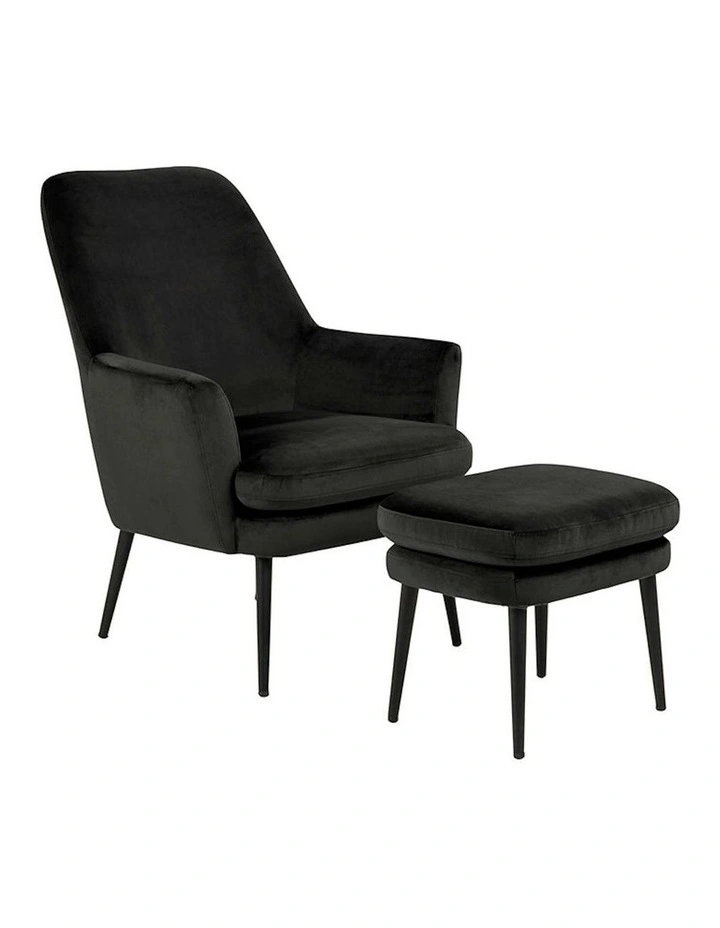 KENDRA Lounge Chair with Footstool - Grey Brown image 1