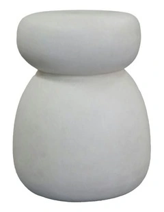 ROCCO Indoor & Outdoor Side Table Stool 38cm - White Concrete