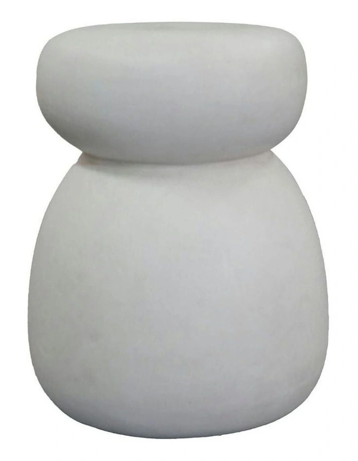 ROCCO Indoor & Outdoor Side Table Stool 38cm - White Concrete image 1