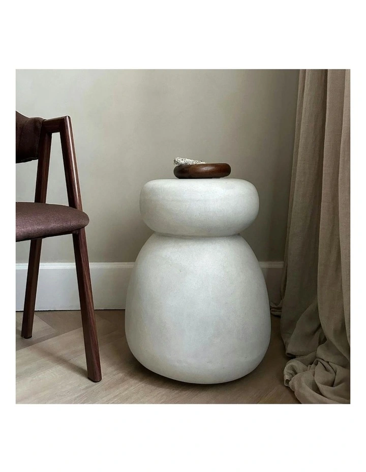 ROCCO Indoor & Outdoor Side Table Stool 38cm - White Concrete image 3