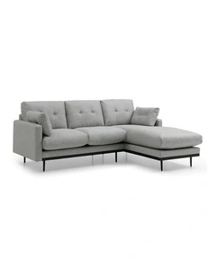 HAVANA 3 Seater Sofa with Left Chaise - Light Grey & Black