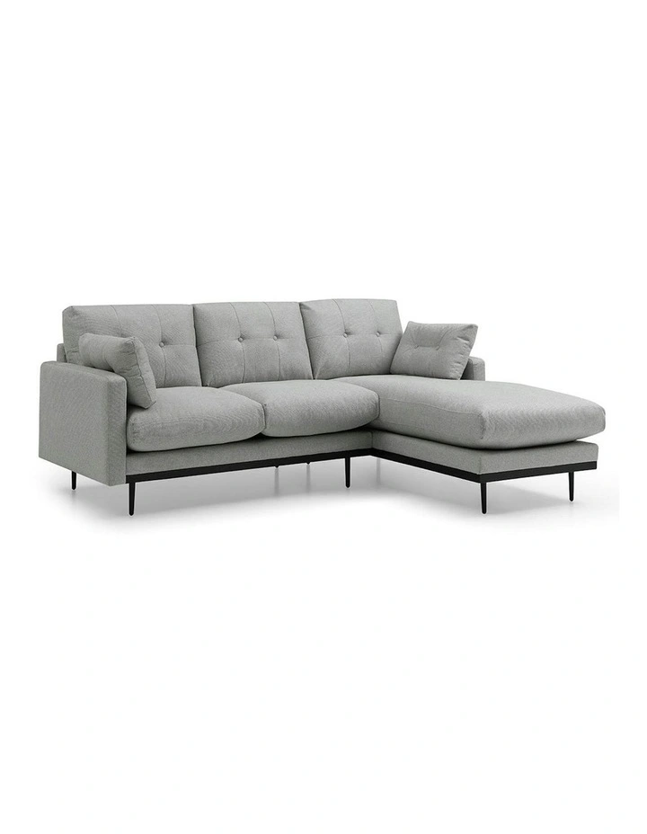 HAVANA 3 Seater Sofa with Left Chaise - Light Grey & Black image 1