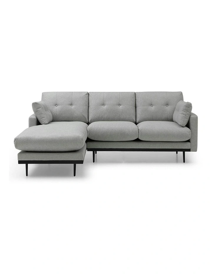 HAVANA 3 Seater Sofa with Left Chaise - Light Grey & Black image 3