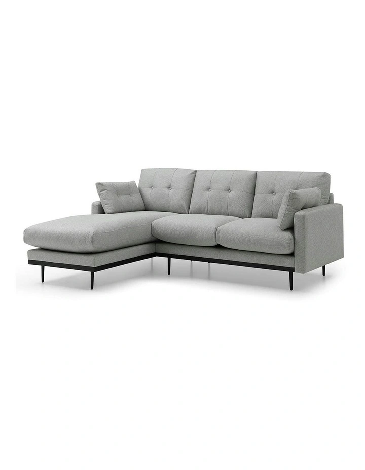 HAVANA 3 Seater Sofa with Left Chaise - Light Grey & Black image 4