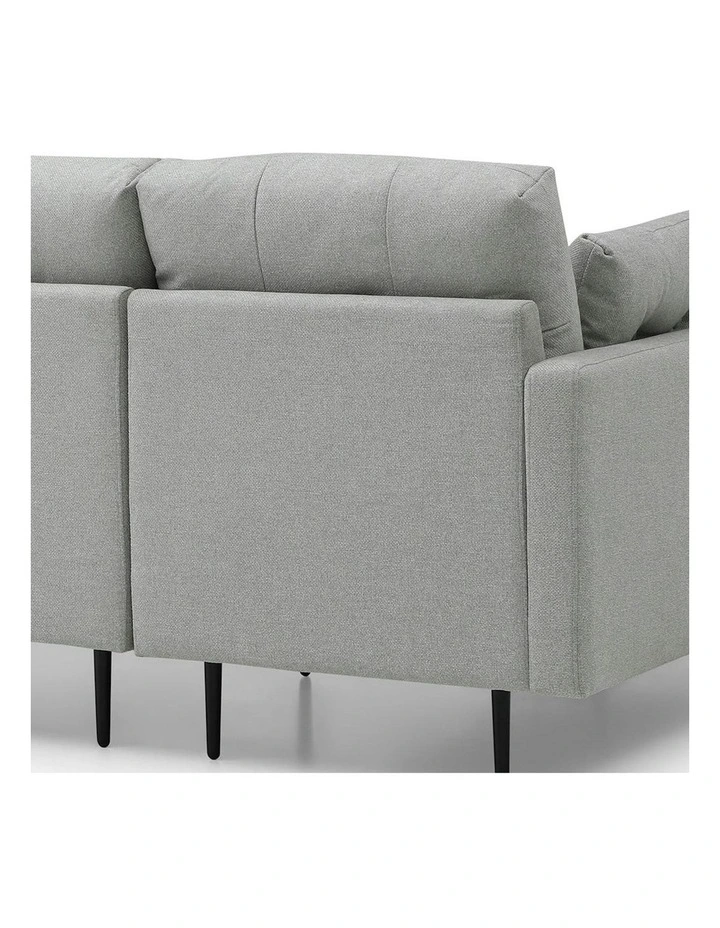 HAVANA 3 Seater Sofa with Left Chaise - Light Grey & Black image 6