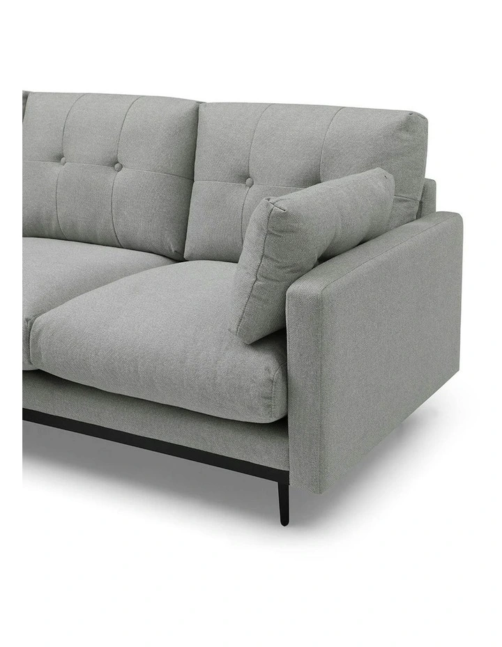 HAVANA 3 Seater Sofa with Left Chaise - Light Grey & Black image 7