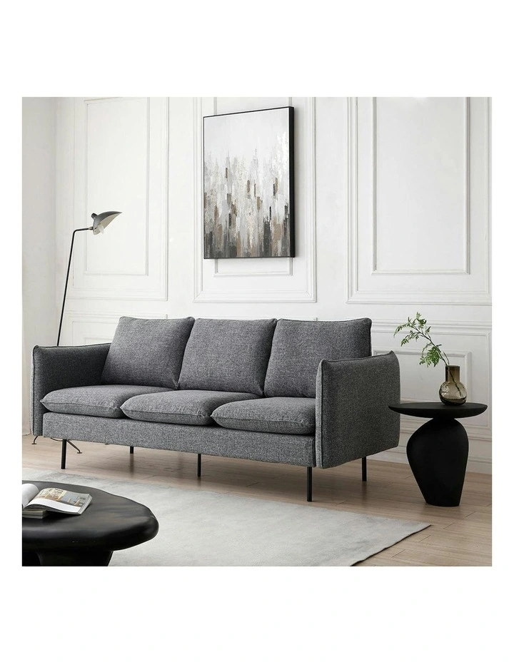 DALTON 3 Seater Sofa - Dark Grey & Black image 2