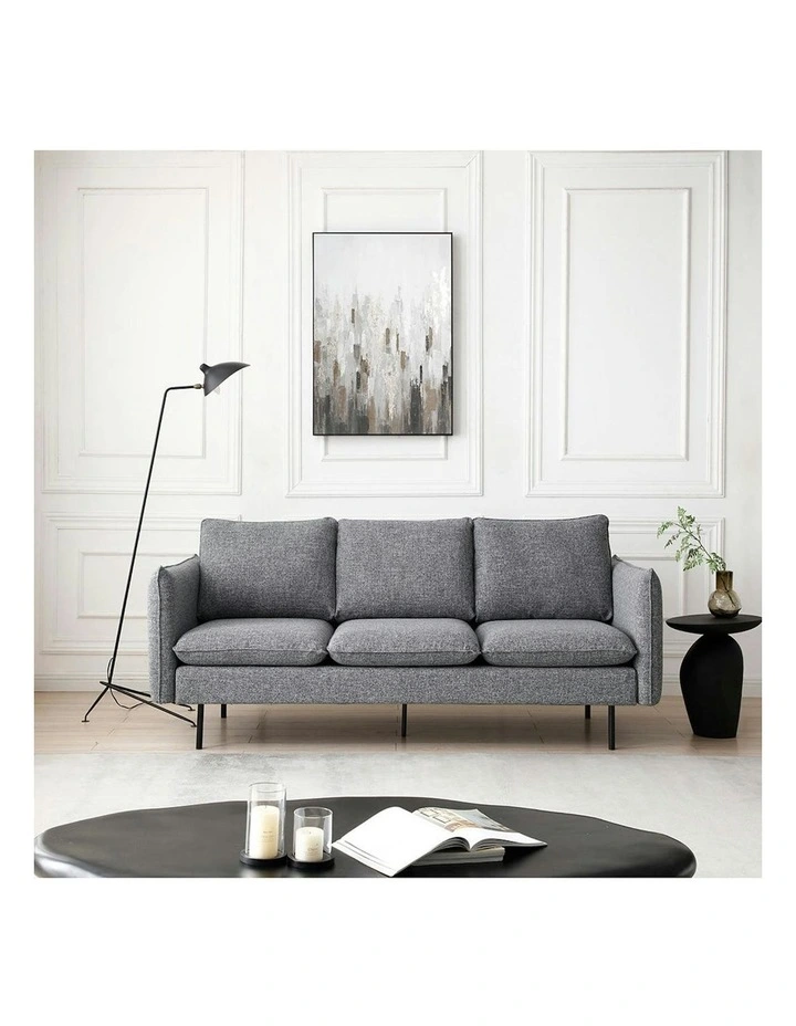 DALTON 3 Seater Sofa - Dark Grey & Black image 5