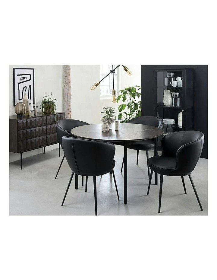 LATINA Round Dining Table 120cm -  Dark Brown / Black image 4