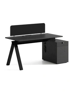 DOLAN Reversible Single Seater Workstation 1.4 - 1.6m - Black Concrete