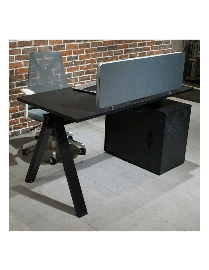 DOLAN Reversible Single Seater Workstation 1.4 - 1.6m - Black Concrete image 2
