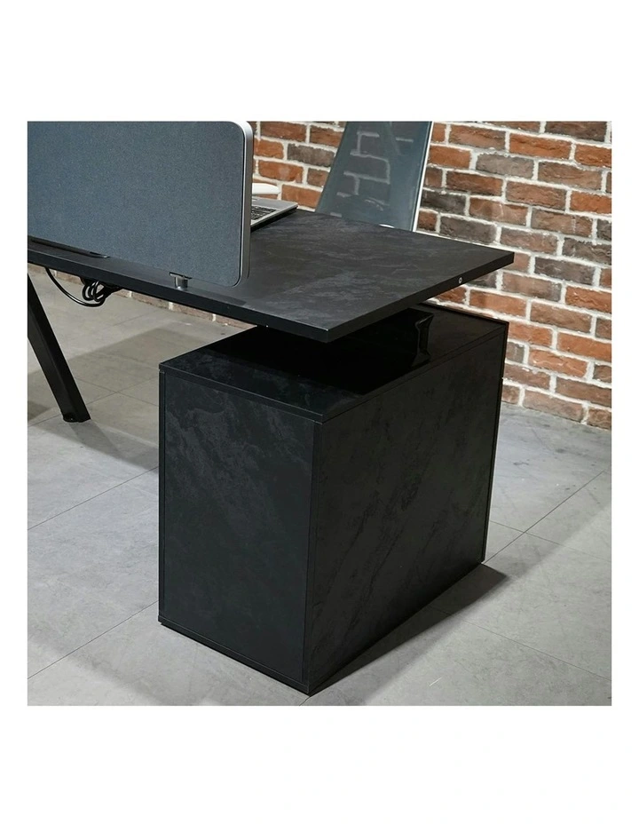 DOLAN Reversible Single Seater Workstation 1.4 - 1.6m - Black Concrete image 4