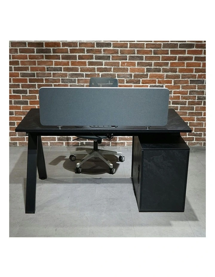 DOLAN Reversible Single Seater Workstation 1.4 - 1.6m - Black Concrete image 5