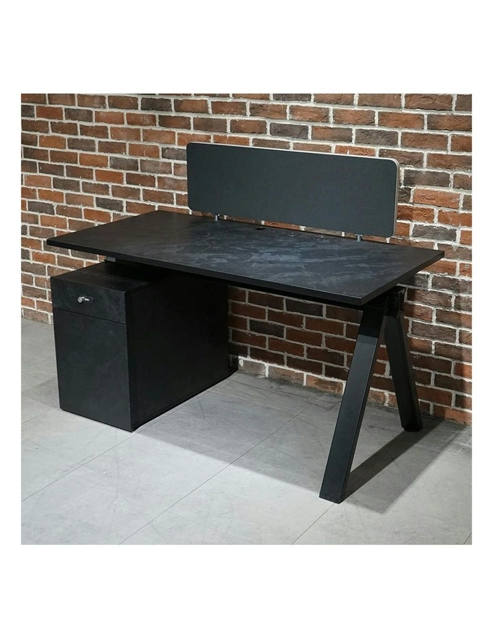 DOLAN Reversible Single Seater Workstation 1.4 - 1.6m - Black Concrete image 7