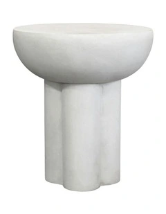 ROCCO Indoor & Outdoor Round Side Table Stool 45cm - White Concrete
