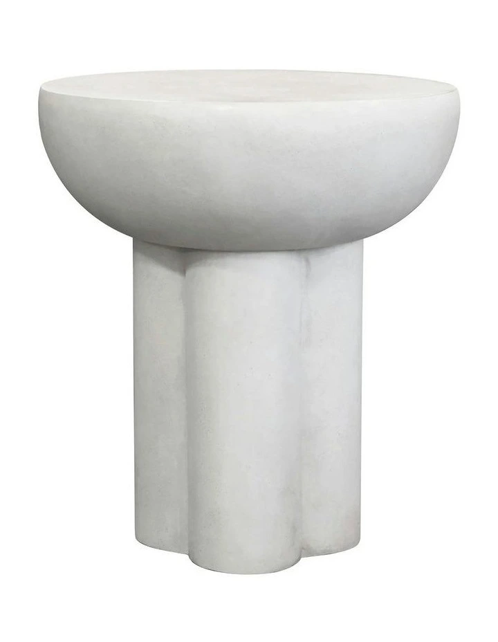 ROCCO Indoor & Outdoor Round Side Table Stool 45cm - White Concrete image 1
