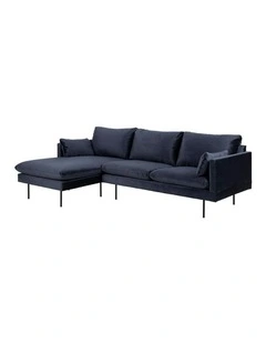 AKEMI 3 Seater Sofa with Left Chaise - Blue