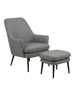 KENDRA Lounge Chair with Footstool - Grey