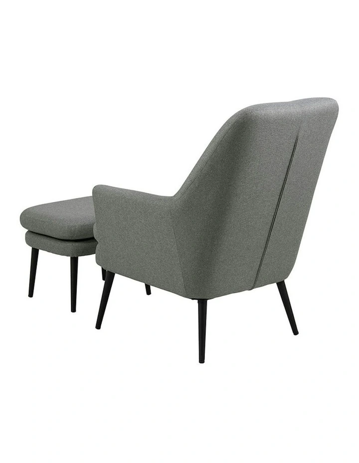 KENDRA Lounge Chair with Footstool - Grey image 3