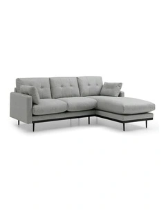HAVANA 3 Seater Sofa with Right Chaise - Light Grey & Black